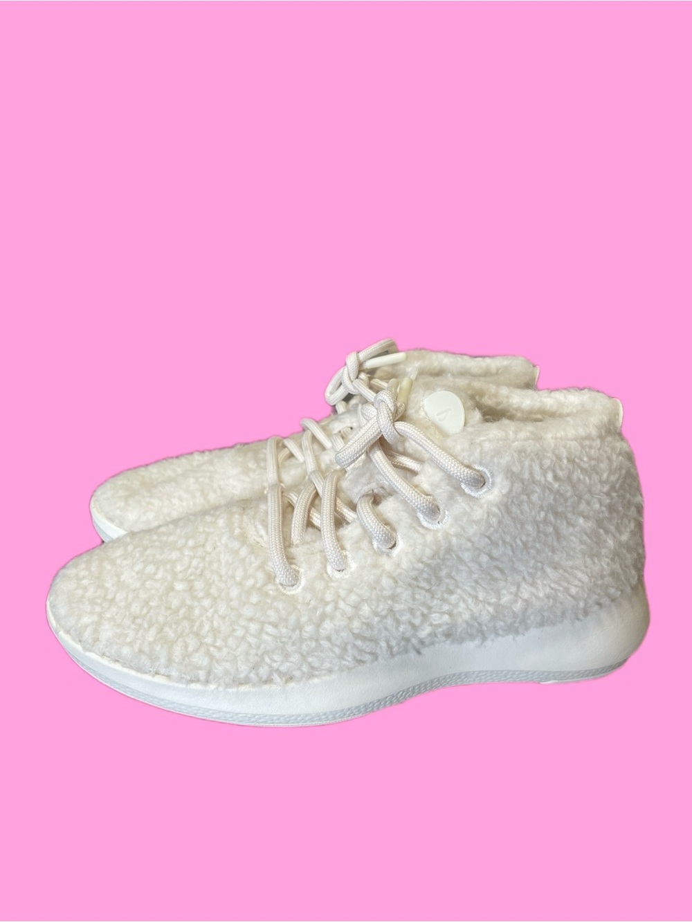 Allbirds Wool Runner Up Mizzle Women's White Cream Fluffy Sherpa Mid Sneakers
